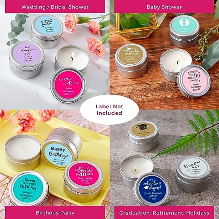 Kate Aspen Travel Size Vanilla Scented Candle Tins with Lids (Set of 12), Bridal Shower Favors, Wedding Favors, Bridesmaid Gifts by Kate Aspen - Image 2