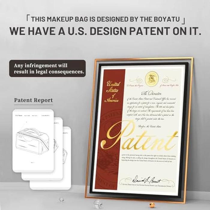 BOYATU Travel Makeup Bags Cosmetic Organizer Bag: 3-Set Large Capacity Make up Bag - PU Leather Toiletry Bags for Women - Wide Open Portable Pouch with Divider & Handle (02-Z-Violet) by BOYATU - Image 5