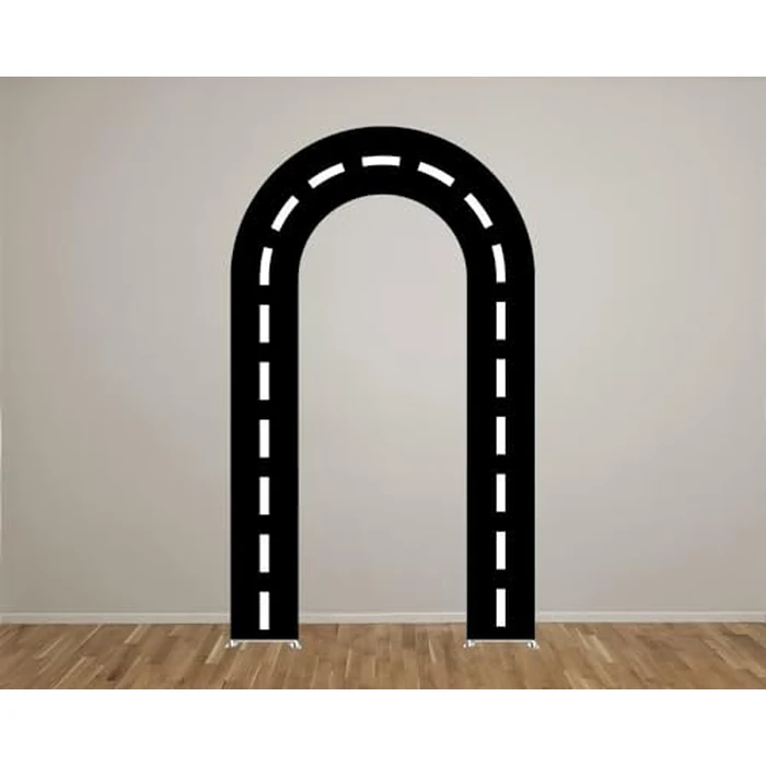 KONPON Black Racing Car Road U-Shaped Arched Fabric Backdrop Covers for Parties Racing Theme Open Arch Stand Cover Birthday Baby Shower Party Supplies(Only Cover) by KONPON - Image 2