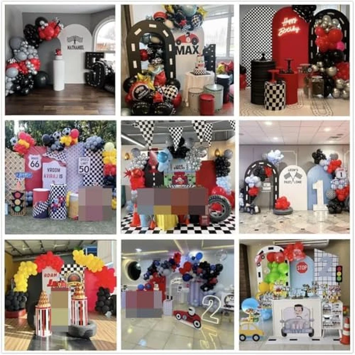 KONPON Black Racing Car Road U-Shaped Arched Fabric Backdrop Covers for Parties Racing Theme Open Arch Stand Cover Birthday Baby Shower Party Supplies(Only Cover) by KONPON - Image 5