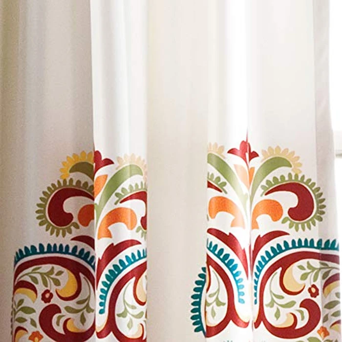 Lush Decor Clara Curtains Paisley Damask Print Bohemian Style Light Filtering Window Panel Set for Living, Dining, Bedroom (Pair), 52" W x 84" L, Turquiose & Tangerine by Lush Decor - Image 3