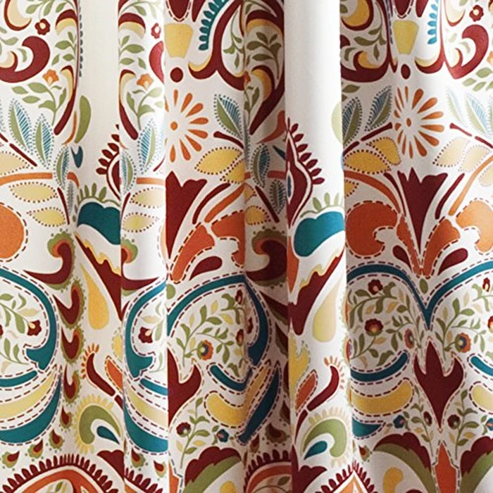Lush Decor Clara Curtains Paisley Damask Print Bohemian Style Light Filtering Window Panel Set for Living, Dining, Bedroom (Pair), 52" W x 84" L, Turquiose & Tangerine by Lush Decor - Image 4
