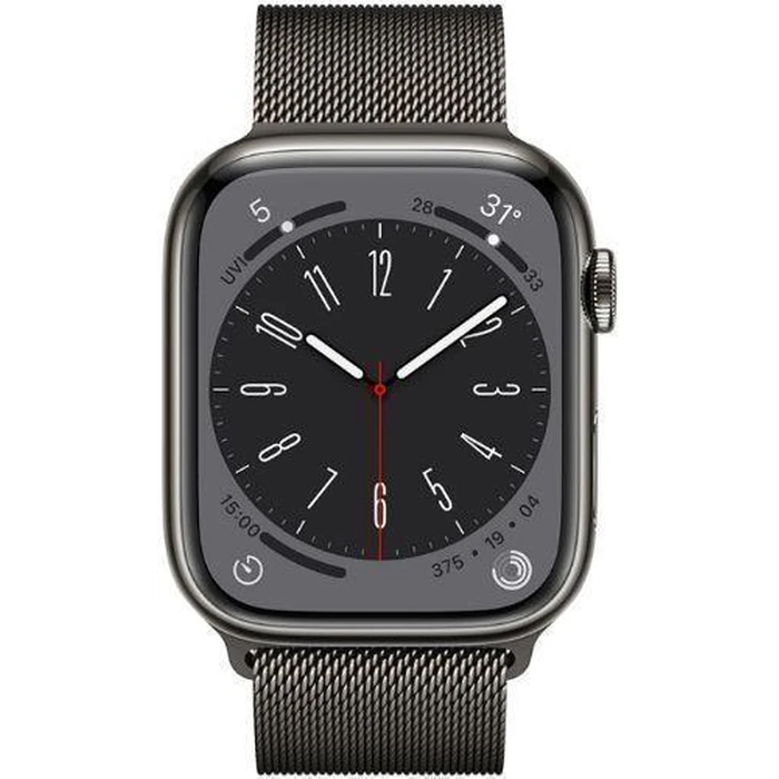 Apple Watch Series 8 (Cellular + GPS) - 32GB - 41mm - Graphite Stainless Steel Case with Graphite Stainless Steel Milanese Loop Band by Apple - Refurbished - Premium condition