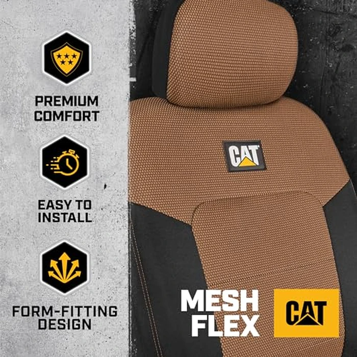 BDK Auto CASC-2284-BG: Cat 4Pc Mesh + Gabardine Seat Cover (Beige) by CAT - Image 4
