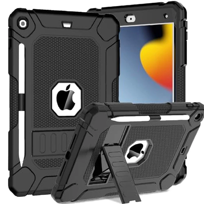 BMOUO Case for iPad 9th 8th 7th Generation (iPad 10.2 inch, 2021/2020/2019), Shockproof Protective iPad 10.2 Case with Built-in Stand/Pencil Holder, Black by BMOUO - Used - Good condition - CA$21.60