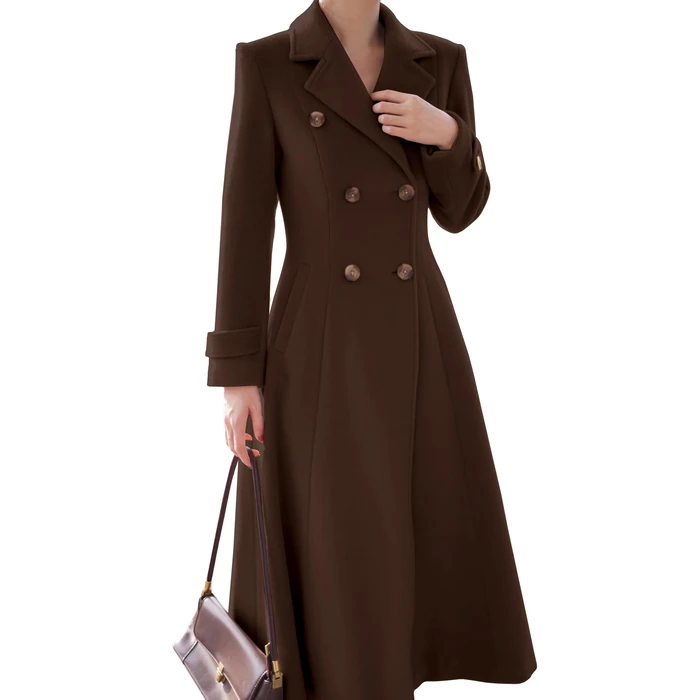 IDEALSANXUN Chocolate Brown Fall Clothing Winter Coats for Women 2026 Long Wool Trench Coat Dress Jackets, Coffee, L by IDEALSANXUN - Image 2