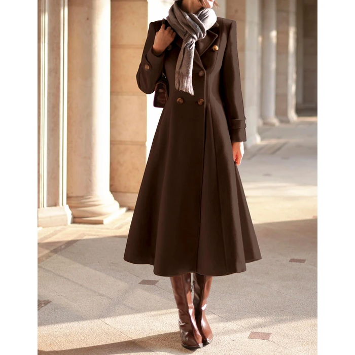 IDEALSANXUN Chocolate Brown Fall Clothing Winter Coats for Women 2026 Long Wool Trench Coat Dress Jackets, Coffee, L by IDEALSANXUN - Image 4