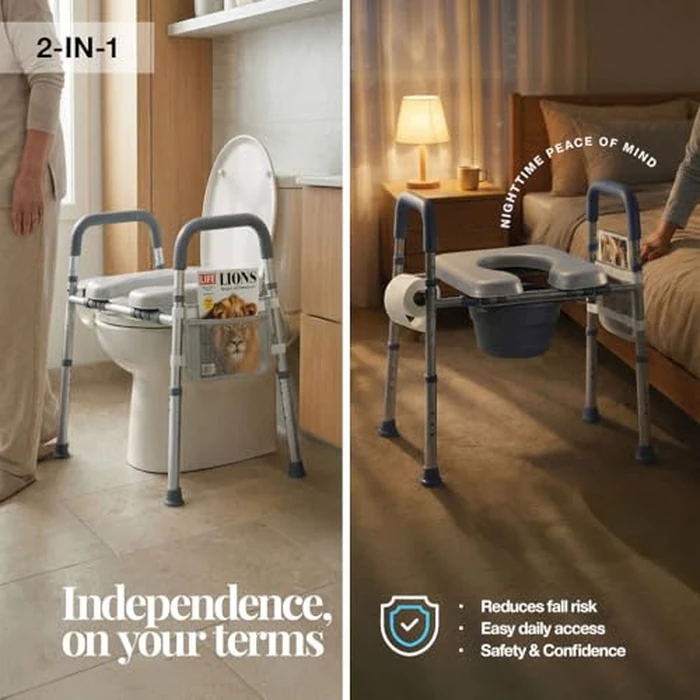 Toilet Seat Risers for Seniors Bedside Commode for Elderly Width and Height Adjustable Raised Toilet Seat with Handles for Elderly Handicap, Elevated, Pregnant, Fit Any Toilet Heavy Duty Up to 400lbs by Medical king - Image 2