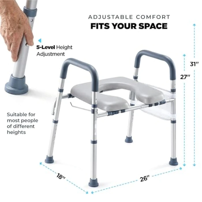 Toilet Seat Risers for Seniors Bedside Commode for Elderly Width and Height Adjustable Raised Toilet Seat with Handles for Elderly Handicap, Elevated, Pregnant, Fit Any Toilet Heavy Duty Up to 400lbs by Medical king - Image 4