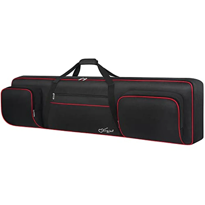 SNIGJAT 88 Key Keyboard Case Soft (Size: 53.5"x13.8"x6.8"), Padded Piano Case with Handle and Adjustable Shoulder Straps, Keyboard Gig Bag with 3 Pockets for Music Sheet Stand, Sustain Pedals, Cables by SNIGJAT - Used - Like New condition - US$40.59