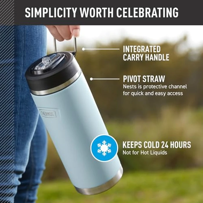 THERMOS, ICON Series, Stainless Steel Water Bottle w/Straw Lid, Granite, 945mL by Thermos - Image 2