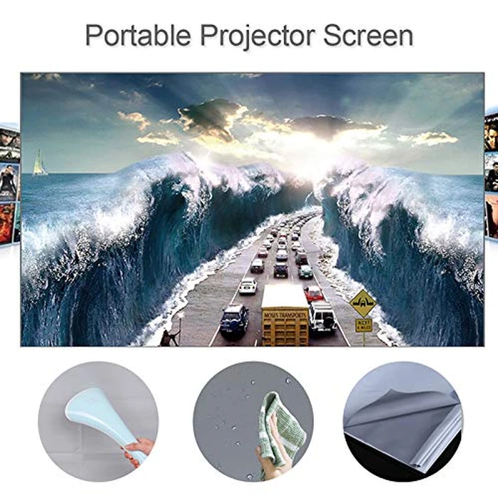 80-inch Portable Projector Screen HD 16:9 Frameless Video Projection Screen Foldable Wall Mounted for Home Theater Office Movies by HUNYA - Image 5
