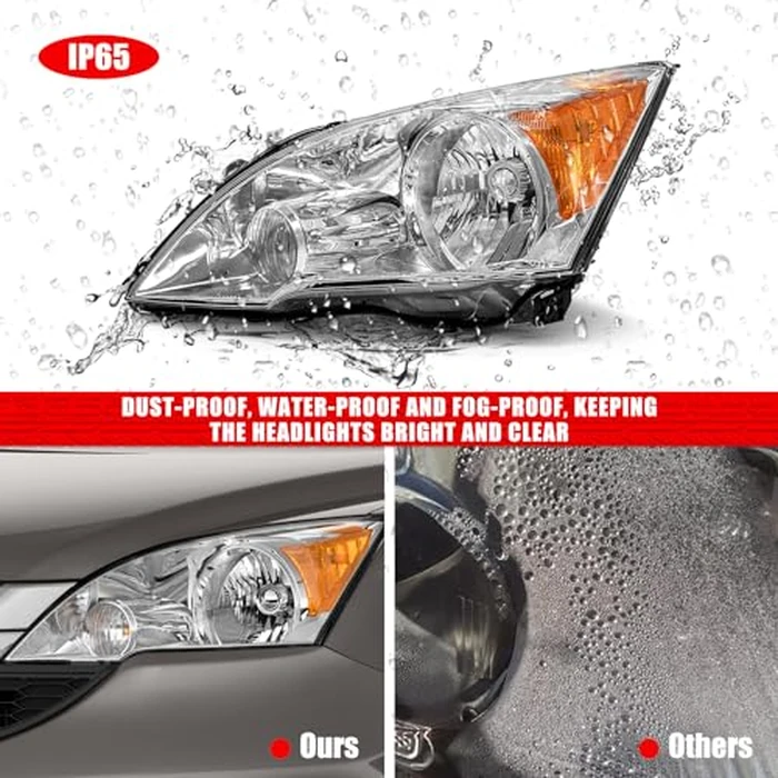 ADCARLIGHTS Headlight Compatible with Honda CR-V 2007 2008 2009 2010 2011 Headlamp with Chrome Housing Amber Reflector Replacement Pair Driver and Passenger Side（W/O Bulbs） by ADCARLIGHTS - Image 6
