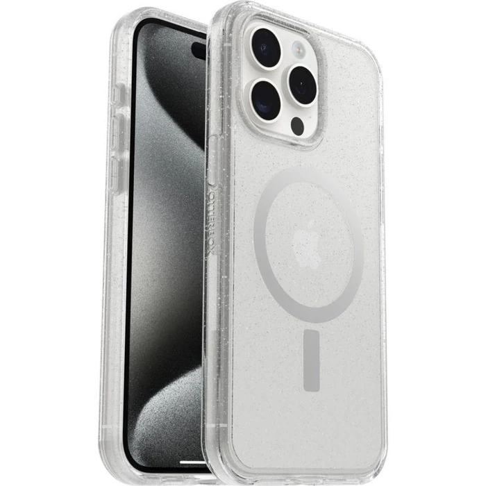 OtterBox Symmetry Series Clear Phone Case with MagSafe for iPhone 15 Pro Max - Stardust (Clear Glitter) by OtterBox - Image 2