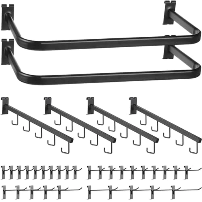 Kigley 36 Pcs Gridwall Hooks Accessories Set Includes 2 Pcs U Shaped Hangrail 4 Waterfall Hangers 30 Heavy Duty Wire Grid Hook Accessory for Retail Craft Show Clothes Display Home Storage by Kigley - Image 1