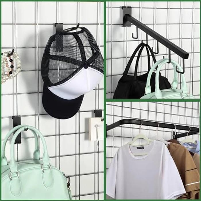 Kigley 36 Pcs Gridwall Hooks Accessories Set Includes 2 Pcs U Shaped Hangrail 4 Waterfall Hangers 30 Heavy Duty Wire Grid Hook Accessory for Retail Craft Show Clothes Display Home Storage by Kigley - Image 2