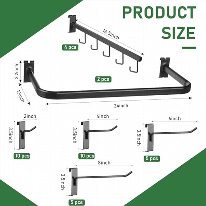 Kigley 36 Pcs Gridwall Hooks Accessories Set Includes 2 Pcs U Shaped Hangrail 4 Waterfall Hangers 30 Heavy Duty Wire Grid Hook Accessory for Retail Craft Show Clothes Display Home Storage by Kigley - Image 3