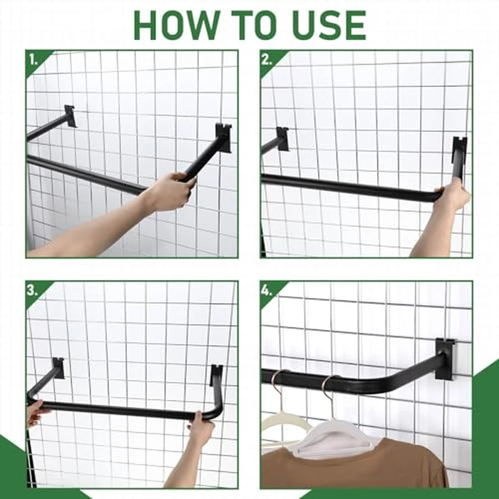 Kigley 36 Pcs Gridwall Hooks Accessories Set Includes 2 Pcs U Shaped Hangrail 4 Waterfall Hangers 30 Heavy Duty Wire Grid Hook Accessory for Retail Craft Show Clothes Display Home Storage by Kigley - Image 5