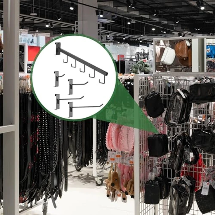 Kigley 36 Pcs Gridwall Hooks Accessories Set Includes 2 Pcs U Shaped Hangrail 4 Waterfall Hangers 30 Heavy Duty Wire Grid Hook Accessory for Retail Craft Show Clothes Display Home Storage by Kigley - Image 6