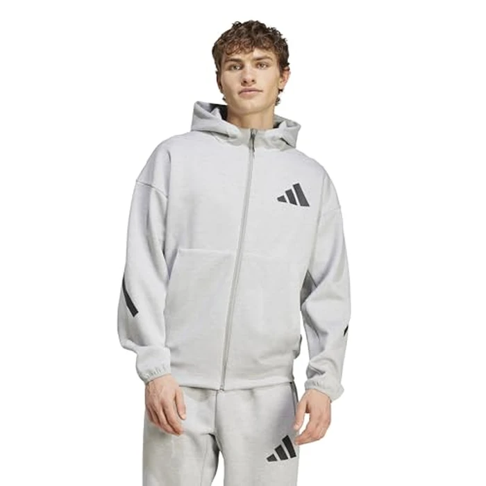 adidas Men's Z.N.E. Full-Zip Hoodie, Medium Grey Heather, Large by adidas - Used - Like New condition - US$79.50