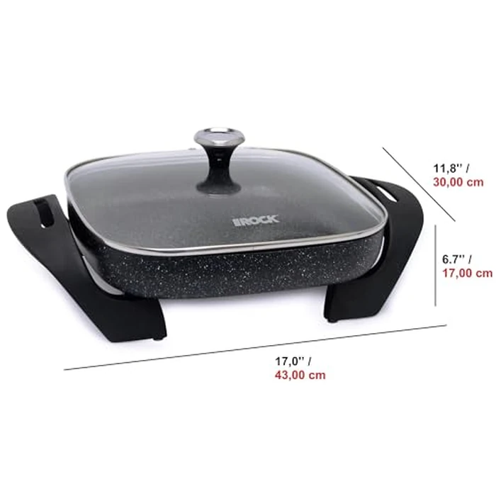 Starfrit The Rock Electric Skillet - 12" x 12" - Rock.Tec Non-Stick Cooking Surface - Tempered Glass Lid - 1200W by Starfrit - Image 2