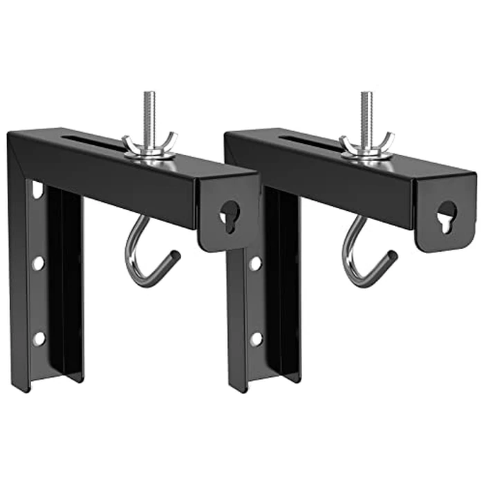 WALI Universal Projector Screen Ceiling Mount, Wall Hanging Mount L-Brackets, 6 inch Adjustable Extension with Hook Kit, Perfect Projector Screen Placement Hold up to 66 lbs (PSM001-B), Black by WALI - Used - Acceptable condition - CA$9.92
