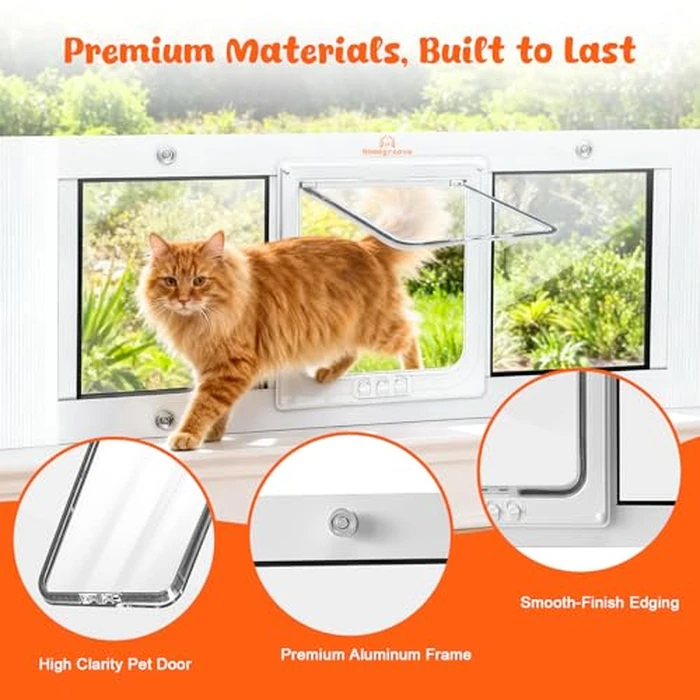 Homegroove Cat Door for Window, Adjustable Fits to 27"-32" Width Window Pet Door for Cat&Doggy Dog, Aluminum Frame Window Cat Door Insert to Control Pet Access (27-32inch) by homegroove - Image 5