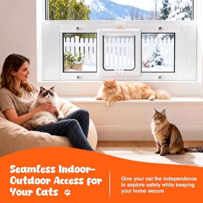 Homegroove Cat Door for Window, Adjustable Fits to 27"-32" Width Window Pet Door for Cat&Doggy Dog, Aluminum Frame Window Cat Door Insert to Control Pet Access (27-32inch) by homegroove - Image 8