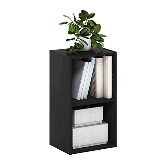 Furinno PASIR Book Shelf, 2-Tier Modern Bookshelf, Open Shelves Bookcase 9 x 12 x 21, for Living Room, Bedroom, Home Office, Blackwood by Furinno - Used - Like New condition - CA$66.95