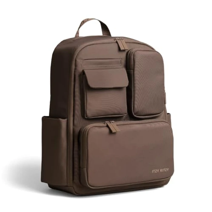 Itzy Ritzy Utility Diaper Bag Backpack - Features 17 Pockets (Including 2 Insulated Bottle Holders) & Trolley Sleeve and Includes Stroller Straps & Changing Pad - Part of the Belong Collection (Mocha) by Itzy Ritzy - Used - Like New condition - CA$183.72
