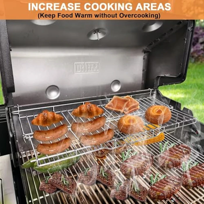 PETKAO 66044 Grill Warming Rack for Weber GS4 Genesis II 300 Series, Genesis II E310 E315 E320 E330 E335 S315 Grill Parts,Upgrade Two-sided Rack Replacement Parts for Weber Genesis 2 Grill Accessories by PETKAO - Image 5