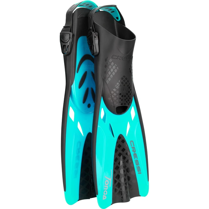 Cressi Tonga Short Adjustable Open Heel Fins, Translucent Aquamarine, S/M by Cressi - Used - Like New condition - US$27.08