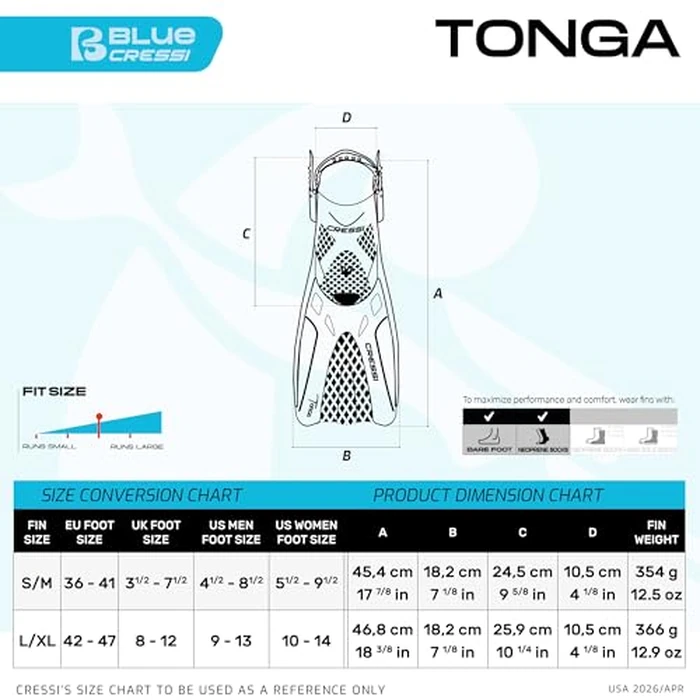 Cressi Tonga Short Adjustable Open Heel Fins, Translucent Aquamarine, S/M by Cressi - Image 4