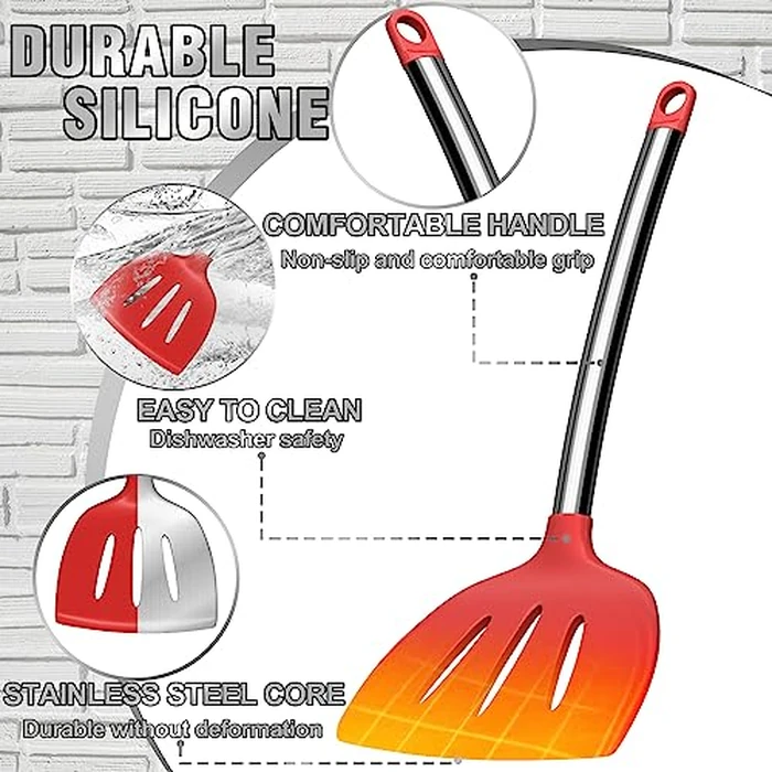 Kitchen Utensils Set- Umite Chef 34 PCs Cooking Utensils with Grater, Spoon Spatula, Heat Resistant Food Grade Silicone, Stainless Steel Handles Kitchen Gadgets Tools Set for Nonstick Cookware(Red) by Umite Chef - Image 3