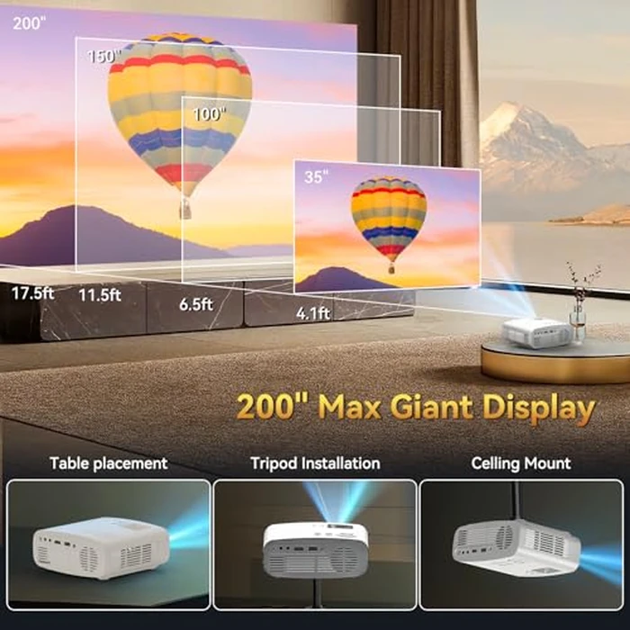 Projector with WiFi and Bluetooth, Pericat 4K Supported Native 1080P Projector, Portable Movie Outdoor Projector for Home Theater, Mini Projector Compatible with PC, HDMI, USB, TV Stick, PS5 by pericat - Image 5