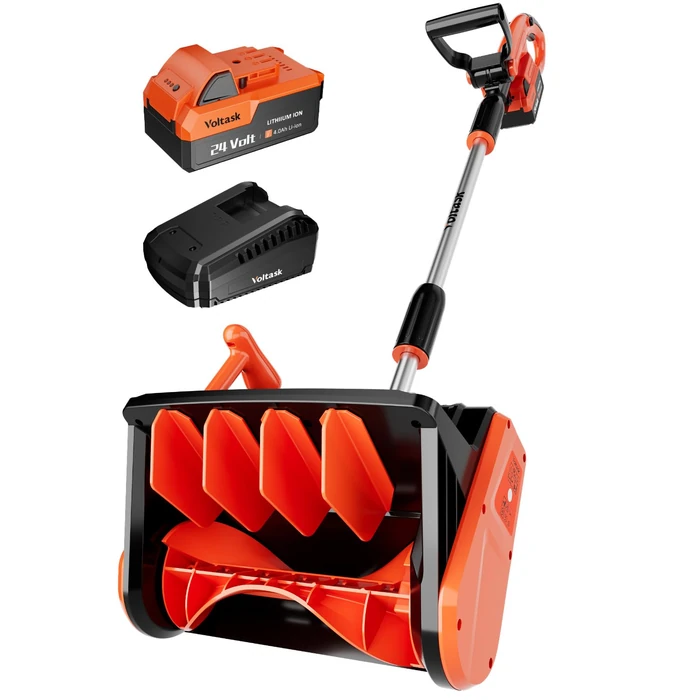 VOLTASK Cordless Snow Shovel, 24V | 13-Inch | 4-Ah Cordless Snow Blower, Battery Snow Blower with Directional Plate & Adjustable Front Handle (4-Ah Battery & Quick Charger Included) by VOLTASK - Used - Very Good condition
