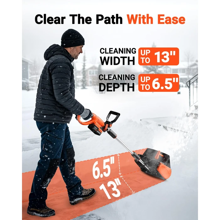 VOLTASK Cordless Snow Shovel, 24V | 13-Inch | 4-Ah Cordless Snow Blower, Battery Snow Blower with Directional Plate & Adjustable Front Handle (4-Ah Battery & Quick Charger Included) by VOLTASK - Image 2
