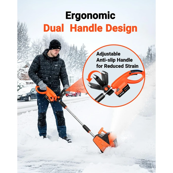 VOLTASK Cordless Snow Shovel, 24V | 13-Inch | 4-Ah Cordless Snow Blower, Battery Snow Blower with Directional Plate & Adjustable Front Handle (4-Ah Battery & Quick Charger Included) by VOLTASK - Image 5