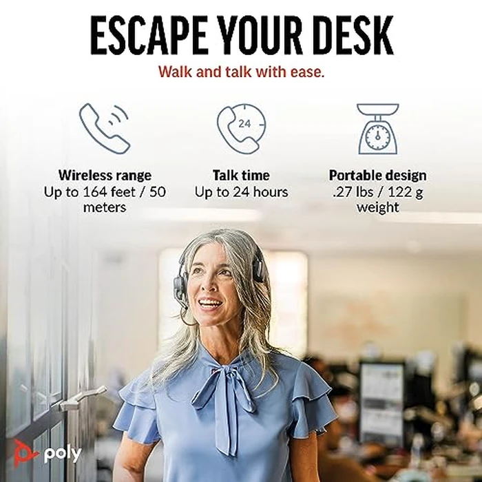 Poly Voyager 4310 UC Wireless Headset & Charge Stand (Plantronics) - Single-Ear Bluetooth Headset w/Noise-Canceling Boom Mic - Connect PC/Mac/Mobile - Works w/Teams (Certified), Zoom -Amazon Exclusive by POLY - Image 4
