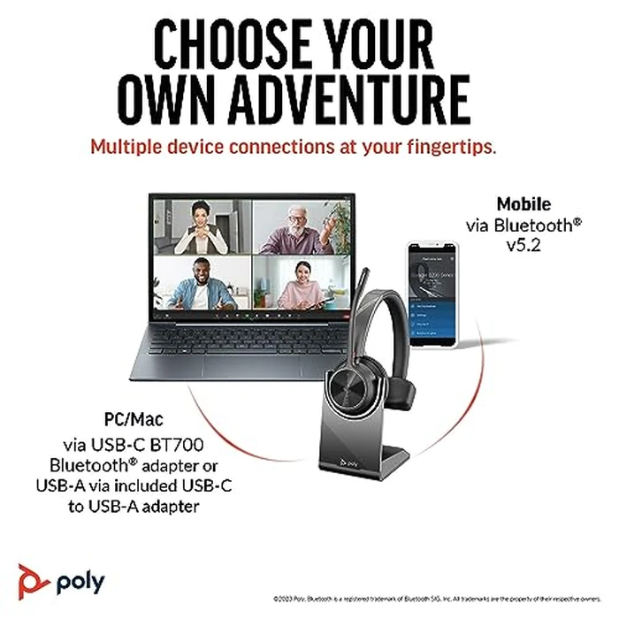 Poly Voyager 4310 UC Wireless Headset & Charge Stand (Plantronics) - Single-Ear Bluetooth Headset w/Noise-Canceling Boom Mic - Connect PC/Mac/Mobile - Works w/Teams (Certified), Zoom -Amazon Exclusive by POLY - Image 5