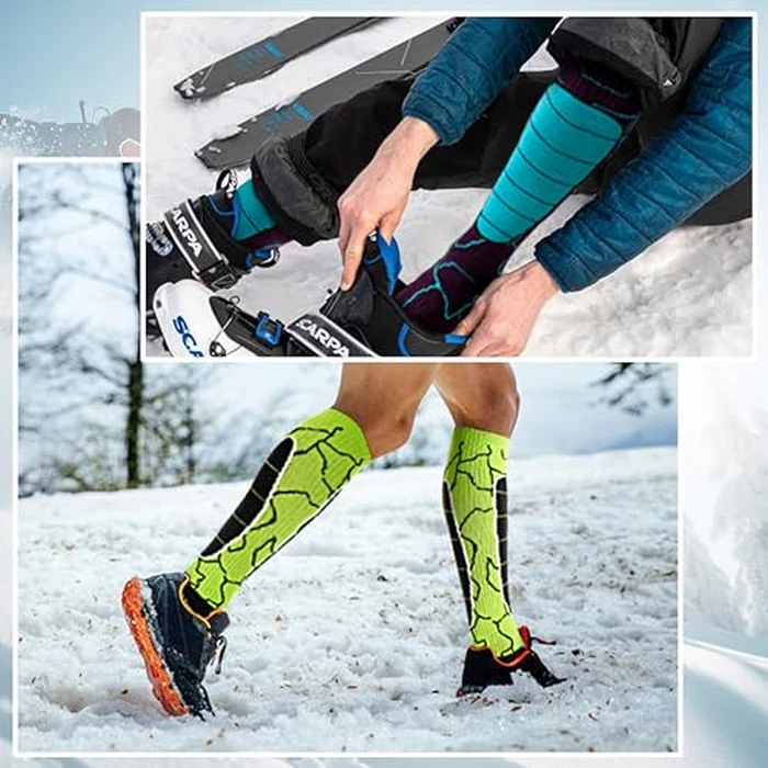 Hylaea Merino Wool Ski Socks - Knee High for Snowboarding, Snow Winter Thermal Warm, Hunting, Outdoor Sports - Multi Colors 3 Pairs Large by Hylaea - Image 2