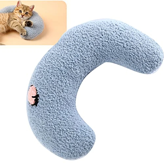 Pet Pillow, Defend Spine Soft Small Dog Puppy Pillow U Shaped Accompanying Small Pillow for Indoor Cats (Blue) by Pssopp - Used - Like New condition