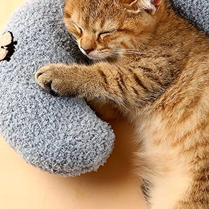 Pet Pillow, Defend Spine Soft Small Dog Puppy Pillow U Shaped Accompanying Small Pillow for Indoor Cats (Blue) by Pssopp - Image 2