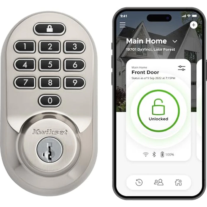 Kwikset Halo Wi-Fi Smart Lock, Keyless Entry Door Deadbolt, Geofence Auto-Unlock, Grade AAA Certified, No Hub Required Easy Install, Satin Nickel Lifetime Finish Warranty, Backlit Keypad by Kwikset - Used - Acceptable condition - US$134.70
