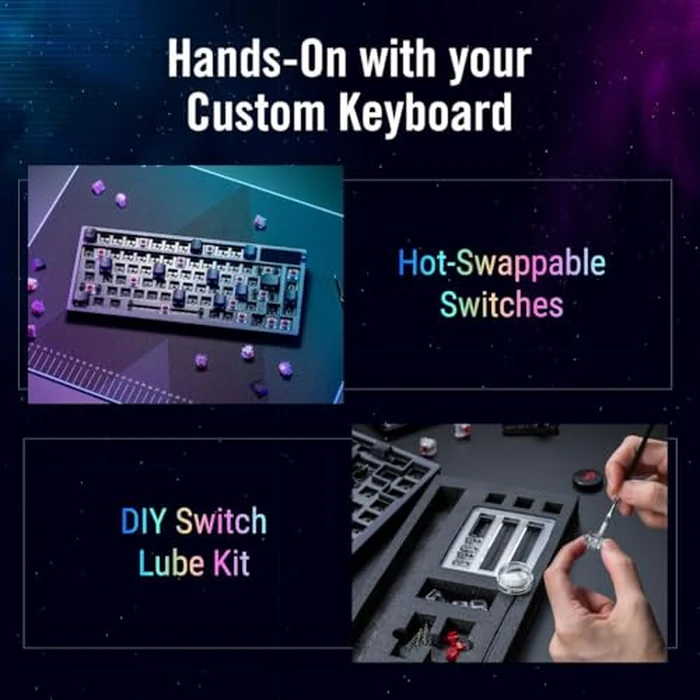 ASUS ROG Azoth Wireless Mechanical Gaming Keyboard - 75% TKL, Tri-Mode Connectivity, Hot Swappable Pre-lubed ROG NX Snow Linear Switches, PBT Keycaps, RGB, OLED Display, PC/Mac Support - Black by Asus - Image 7