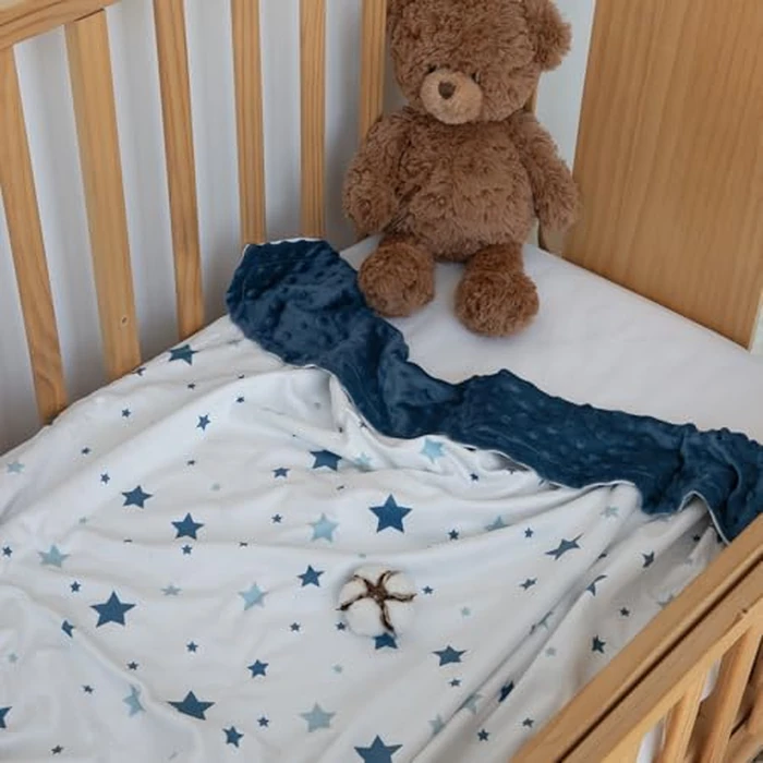 CIVARUA KIDS Baby Blankets for Unisex Boys Girls, Soft Nursery Crib Blankets with Dotted Fleece Back for Newborns Toddlers 30x40 Inch Blue Star Bed Throws by CIVARUA KIDS - Image 2