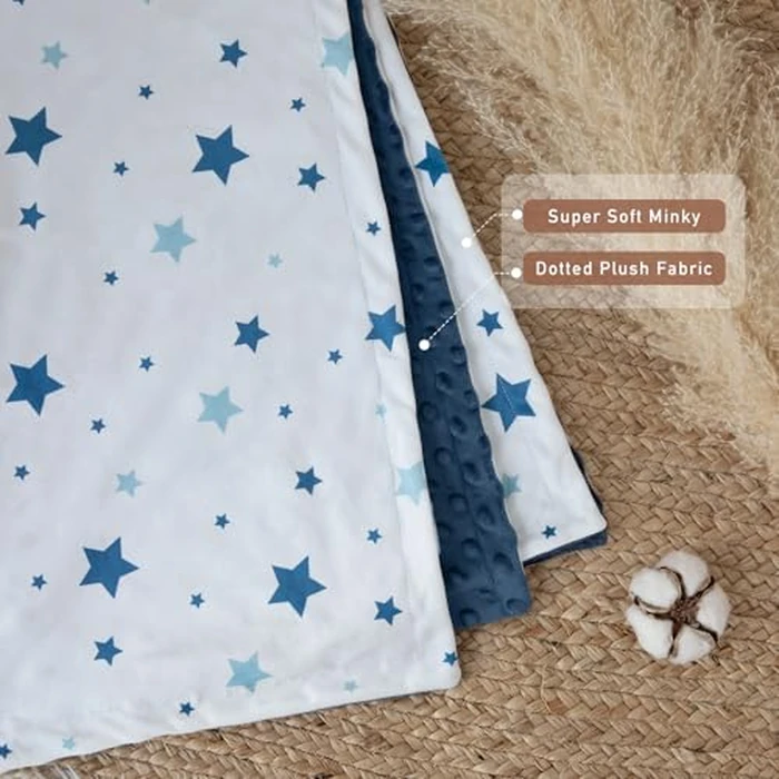 CIVARUA KIDS Baby Blankets for Unisex Boys Girls, Soft Nursery Crib Blankets with Dotted Fleece Back for Newborns Toddlers 30x40 Inch Blue Star Bed Throws by CIVARUA KIDS - Image 7