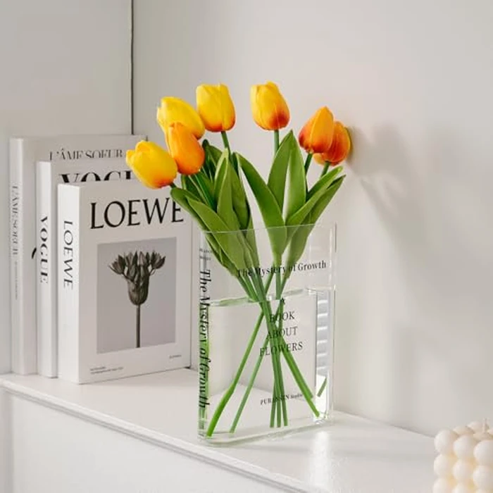 Puransen Acrylic Clear Book Vase for Flowers, A Book About Flowers Vase, Unique Home/Bedroom/Office Accent Decor (Clear - B) by Puransen - Image 1