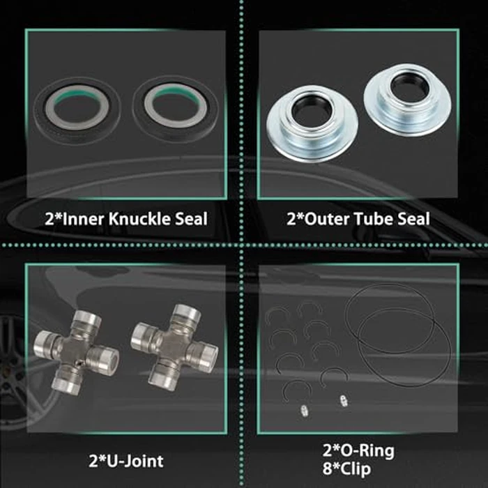 Front Axle Seal Kit with U-Joints, Inner Knuckle & Outer Tube Dust Seals and O-Rings, Compatible with Ford F250 F350 F450 F550 Super Duty 2005-2015 Replace 2017426 2014835 54983 by PHILEMONIX - Image 4