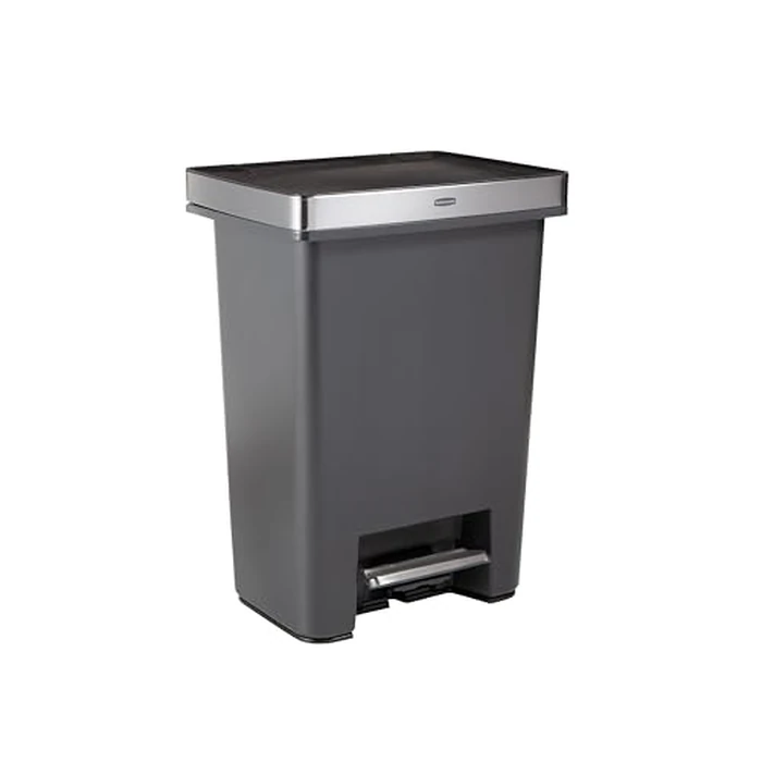 Rubbermaid Premier High-Capacity Step-On Trash Can, 19 Gallon, Single or Dual Stream Trash or Recycling, Charcoal, Stainless-Steel Rim, Lid Lock, Quiet Lid, for Home/Kitchen/Garage/Apartment by Rubbermaid - Used - Acceptable condition - US$69.92